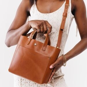 Leather Mini Tote Bag in Tan - Classic Everyday Carry